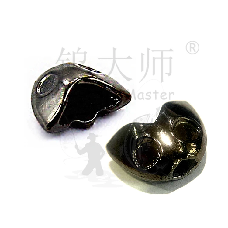 High quality wholesale zinc alloy 1.3 & 2.1g fly tying fish skulpin head for outdoor fly fishing sports