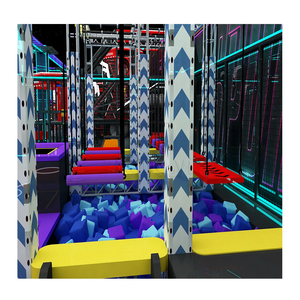 China custom commercial big indoor jump park playground trampoline park with ninja warrior course