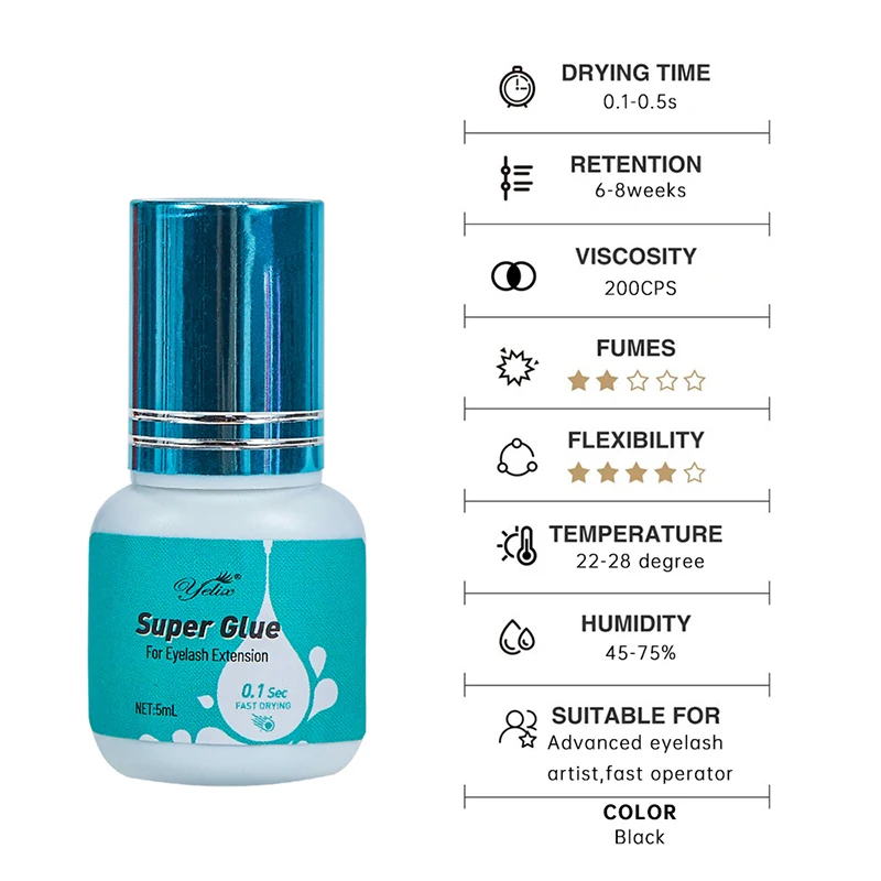 Yelix 0.1/0.5S Allergy Free Eyelash Glue Korean Oil Resistant Eye Lash Glue Private Label Eyelash Extension Glue