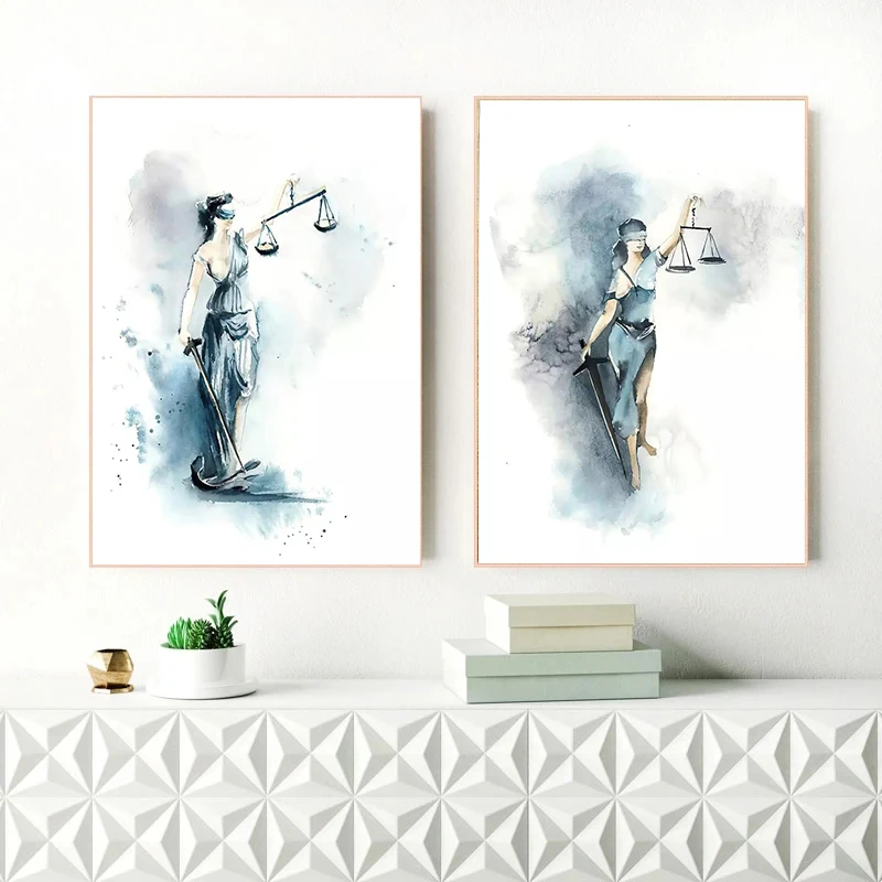 Lady Justice Lawyer Keep Balance Wall Art Pictures And Posters Oil Painting For Home Decor office Room Decoration Canvas Caudros