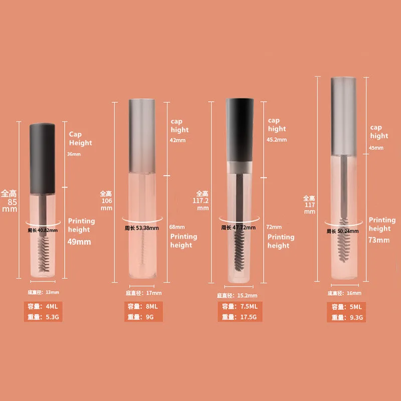 Refillable Eyelash Cream Container 5ml 8ml DIY Cosmetic Bottle for Eyebrow Growth Serum Oil Empty Mascara Tube with Brush Wand