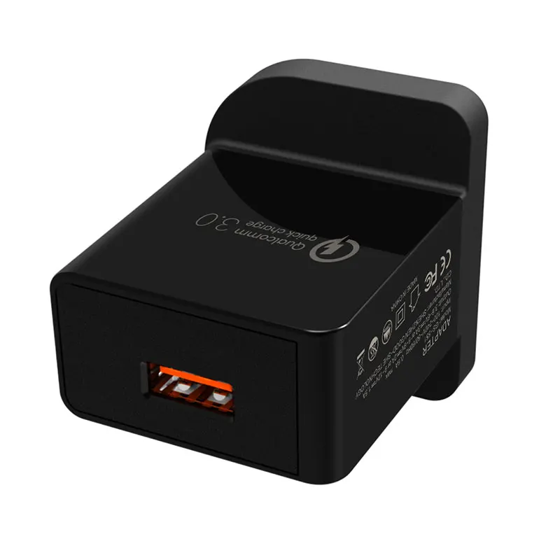 UK Regulations ABS+PC Material ELT Certified QC3.0 18W 9V 2A Fast Charging USB Wall Charger
