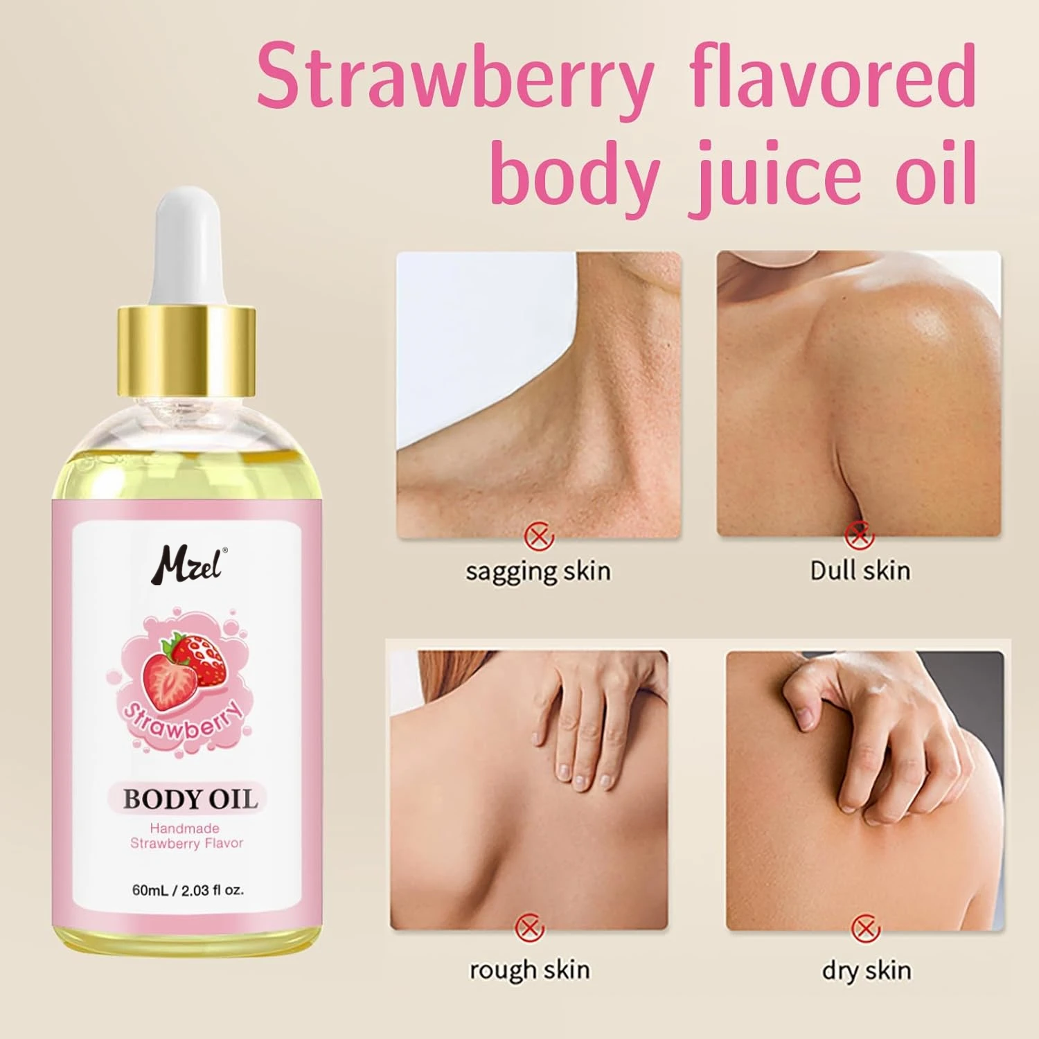 Private Label Pure Natural Body Juice Oil Strawberry Flavor Body Oil Moisturizing Skin for All Skin Types