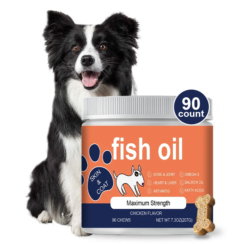 Custom Omega-3 Dog Medicine Pet Heart Health Fish Oil Soft Chew Supplements