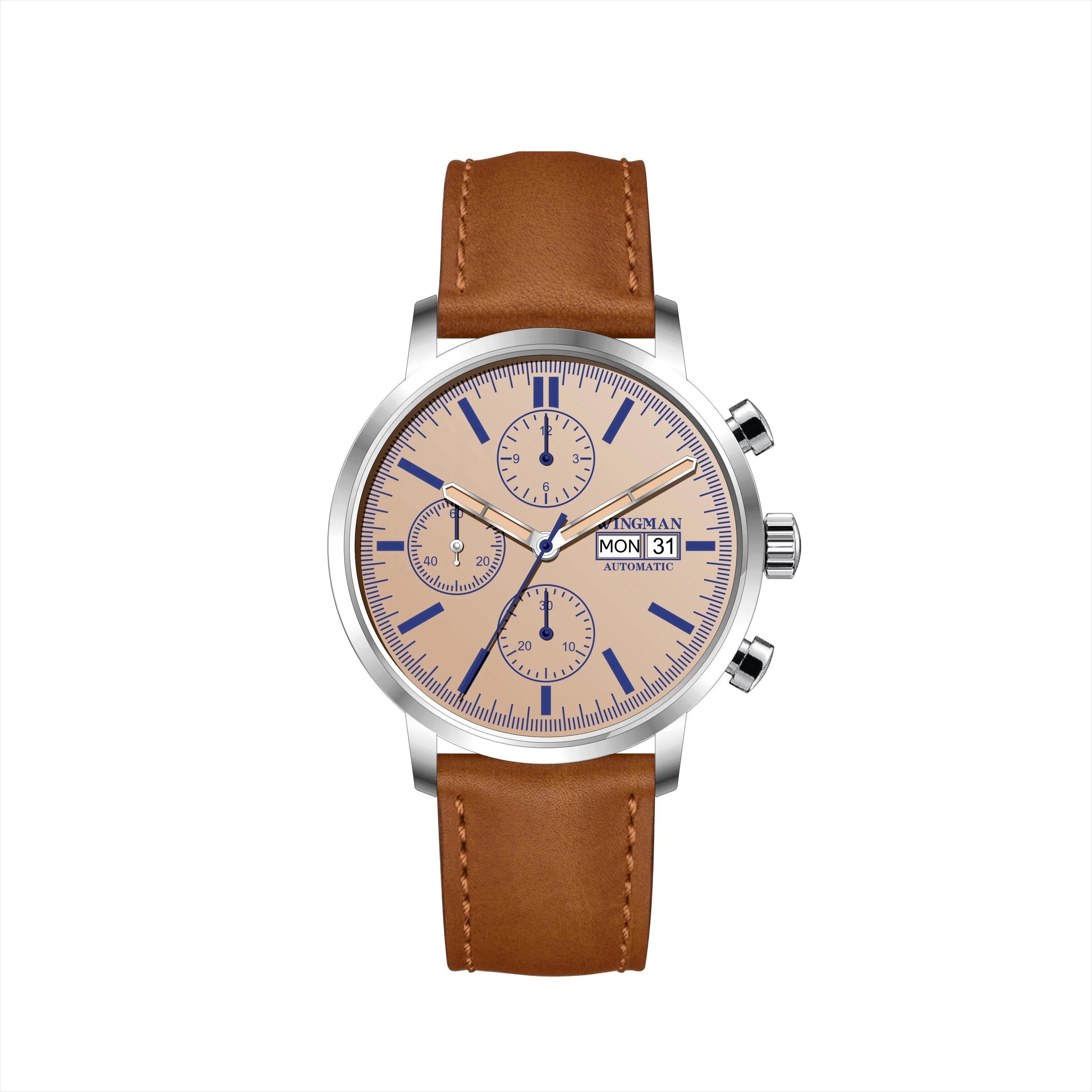 New 2022  China 3LZF2 Automatic Mechanical  Movement  Chrono Watch C9 super Luminous Steel 40mm Black Small eyes Watch