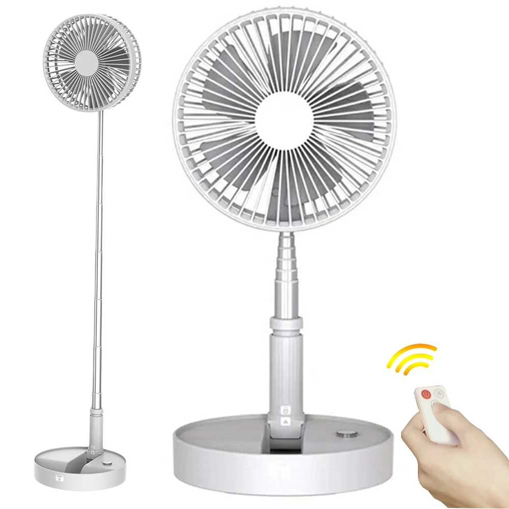 4 Speeds Adjustable Folding Stand Fan Usb Chargeable Table Floor Fan Built-in 7200mAh Battery