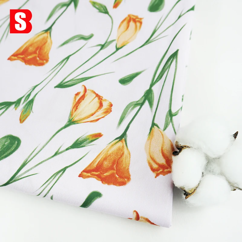 Bessi Textile High Quality 40s 100% Organic Cotton Poplin Blooming Breeze Print Fabric For Women Kids Clothing