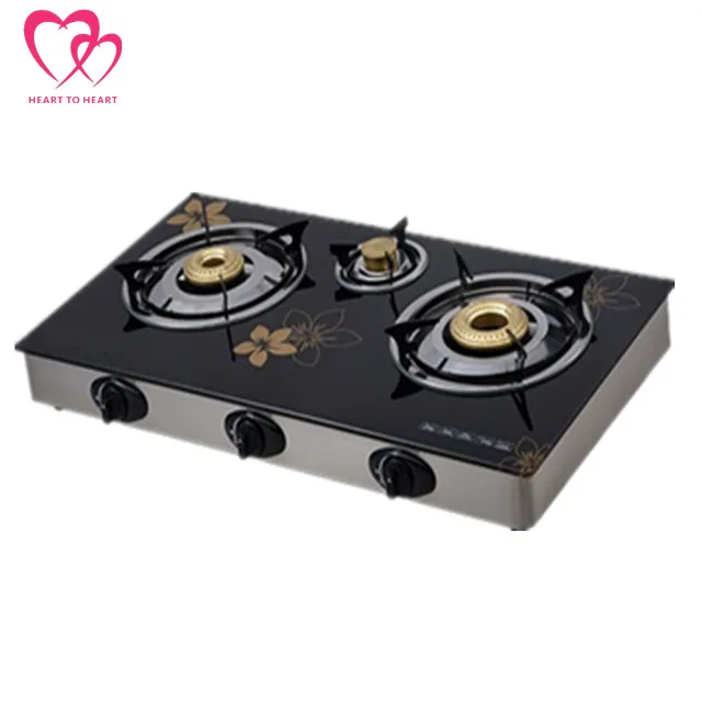 3 burner glass table tops gas stove with EN30 and SASO certification