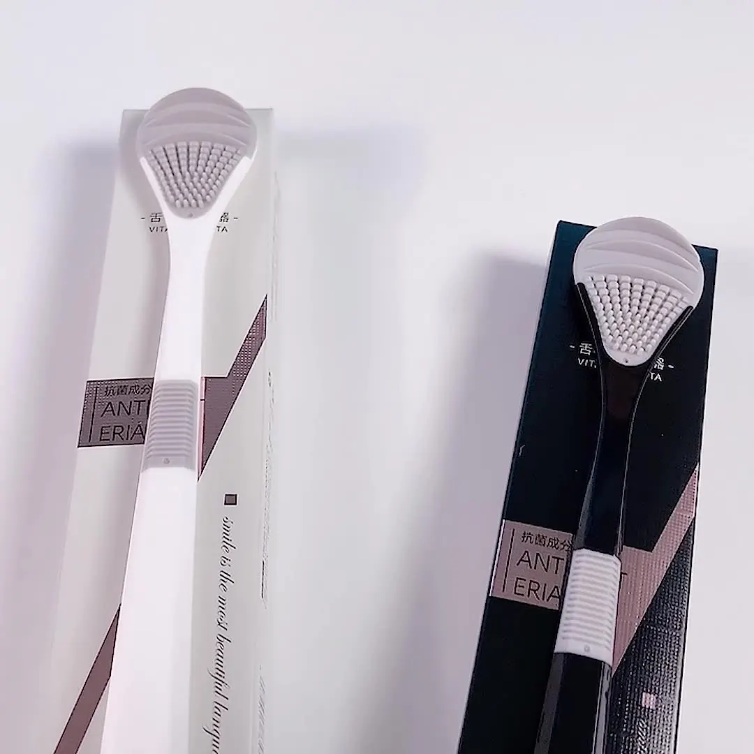 High Quality Custom Black and White Oral Care Hygiene Freshing Breath Tongue Cleaner Scraper