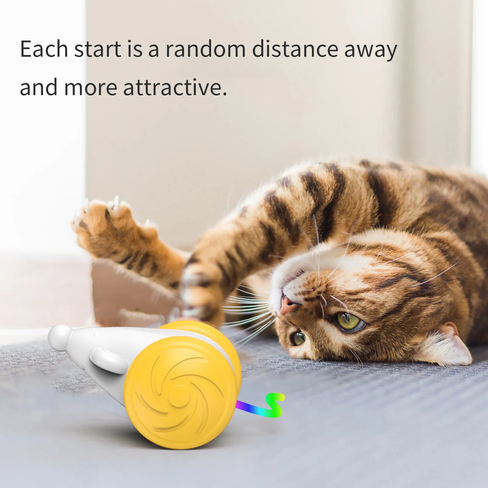 Popular  Automatic Cat Toy With Colorful LED Lights Interactive Smart Electric USB Rechargeable Mouse Toys For Indoor Pet Toys