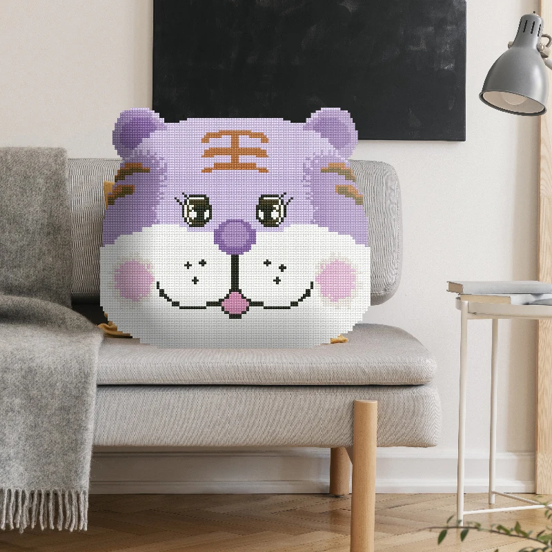 2022 New Cute Tiger Pattern Decorative Sofa  6CT Hand Embroidered Pillow Case Cushion Covers