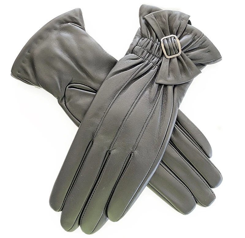 Ladies High Quality Women Leather Elegant Glove With Bowknot