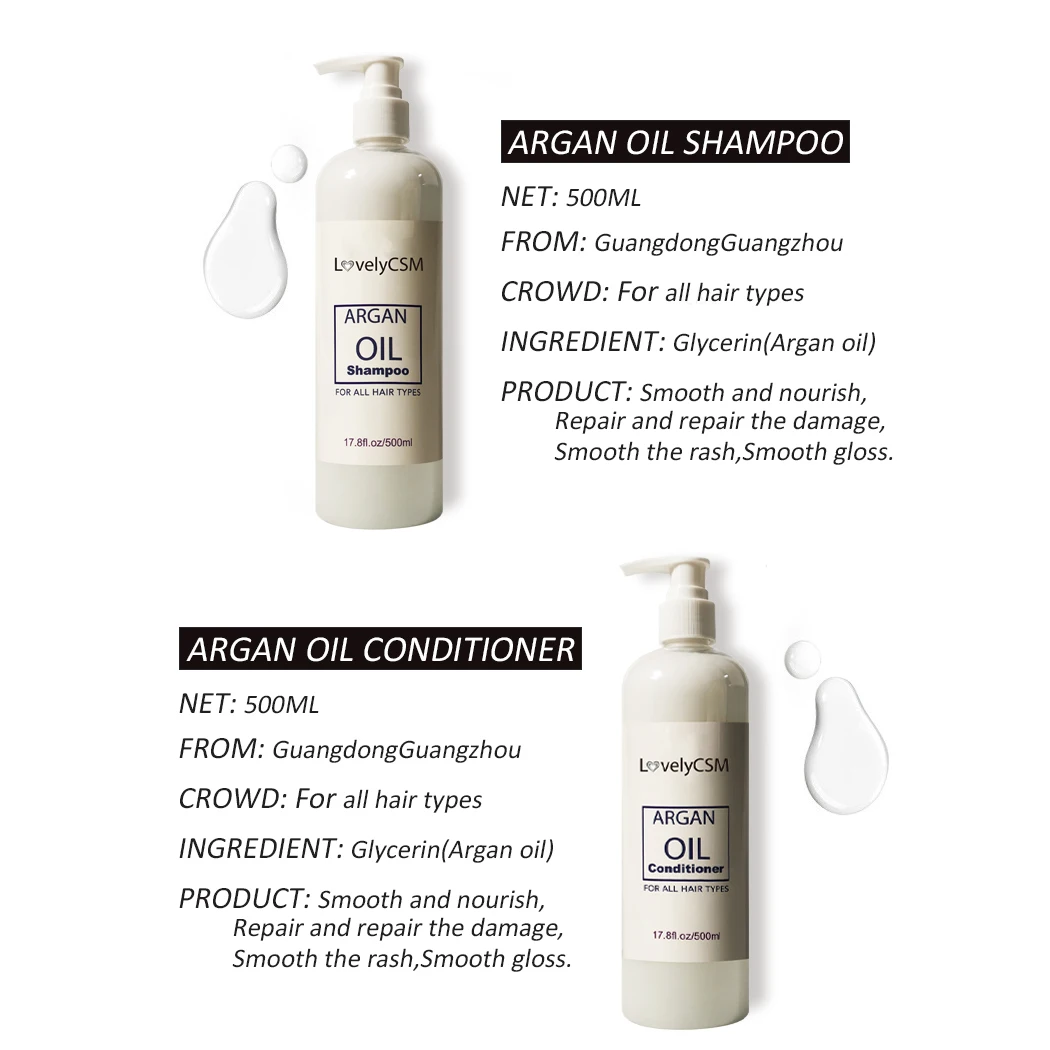 Wholesale natural moisturizing argan oil shampoo conditioner sulfate shampoo hair loss care keratin argan oil hair shampoo