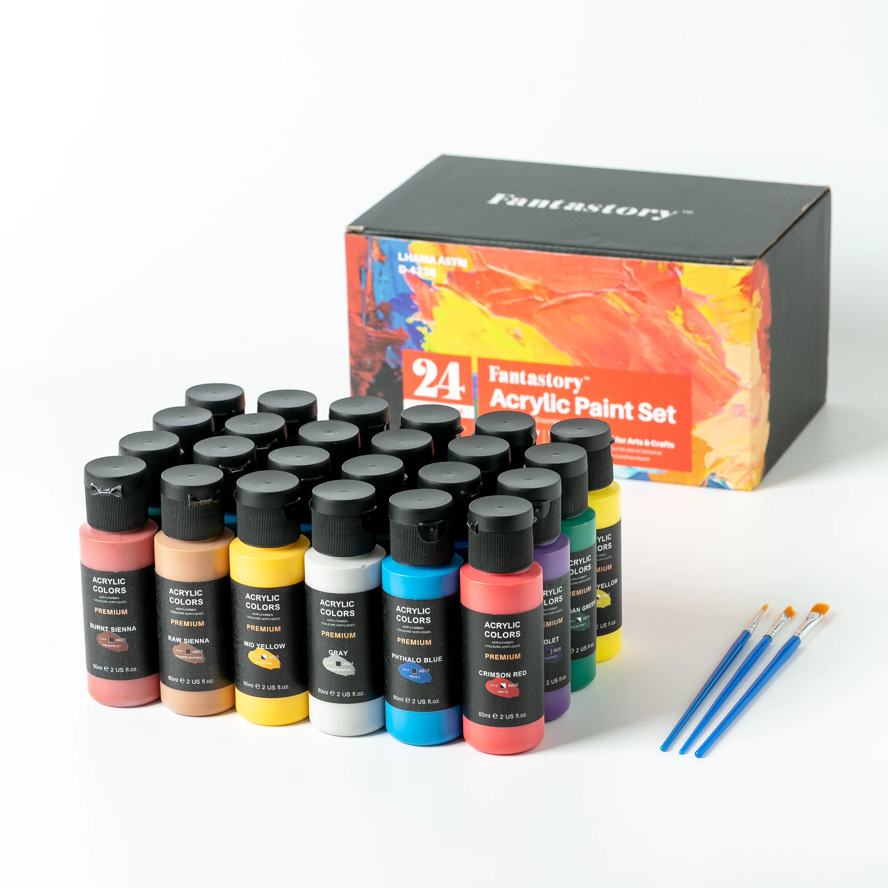 
Acrylic Paint set 24 colors 60 ml bottles Acrylic Paint set for Painting Canvas Students Professional Artist 