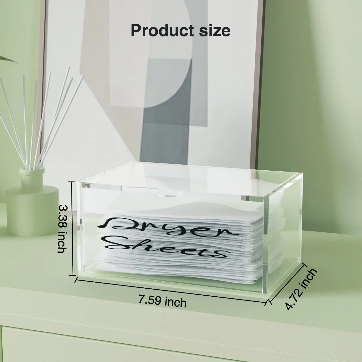 Acrylic dryer sheet holder,dryer sheet dispenser for Fabric Softener Sheets,dryer sheet container for Laundry Room Decor & Organ