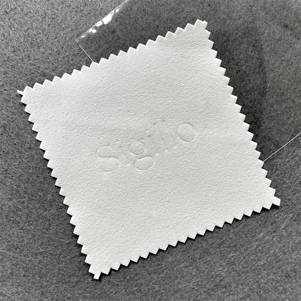 Customize Embossed Jewelry Cleaning Cloth With Clear Opp Bag Packaging Microfiber Silver Polishing Cloth With Logo