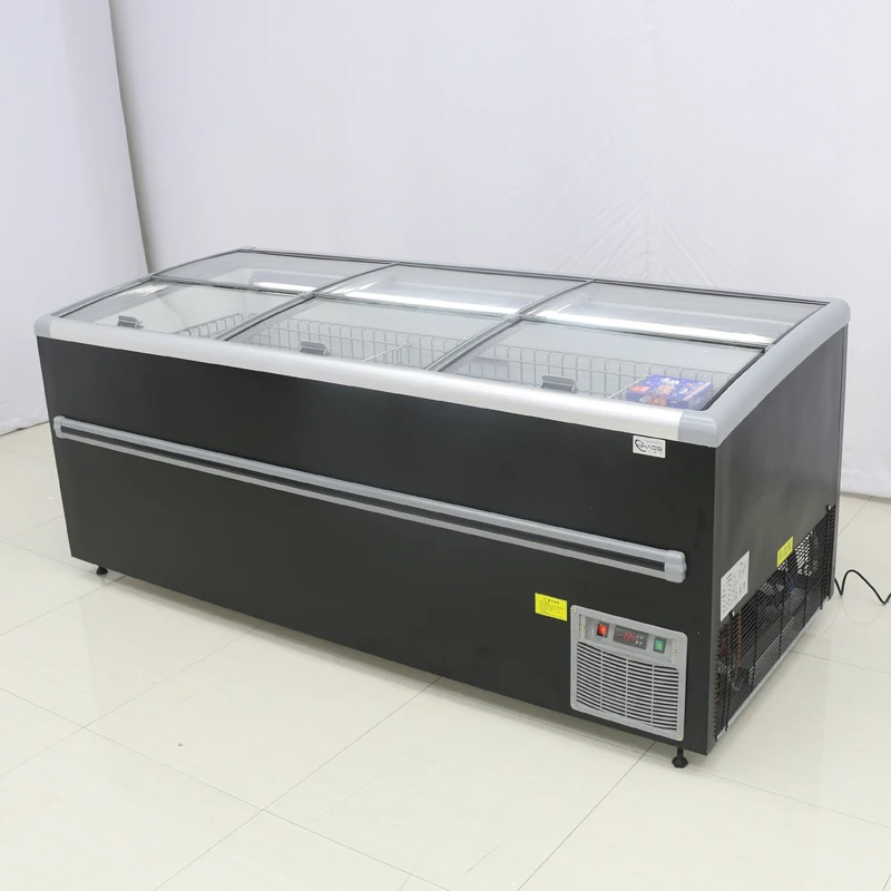 AIHAOSI Commercial Supermarket Storage Combined Deep Sliding Glass Door Island Display Freezer