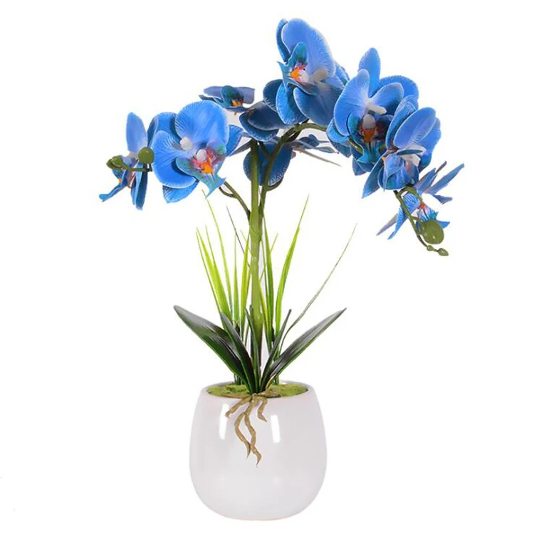 Manufacturer Direct Potted Orchid Silk Flowers Home Wedding Artificial Real Touch Latex Orchid Weed Plant Bonsai For Indoor