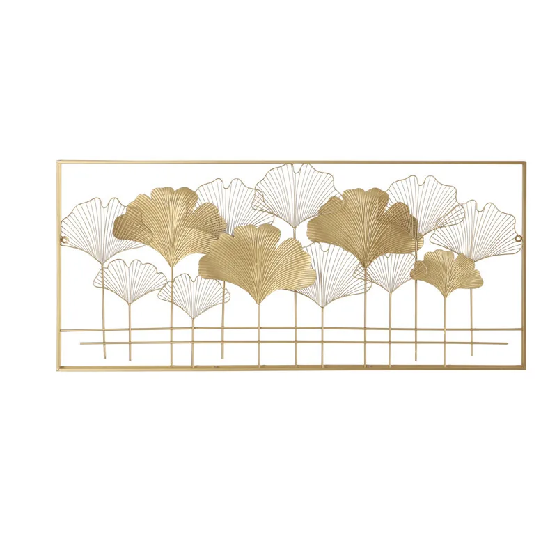 Factory Price Luxury Modern Art Decoration Home Accessories Metal Ginkgo Leaf Design Wall Art Decoration With Frame for Hotel
