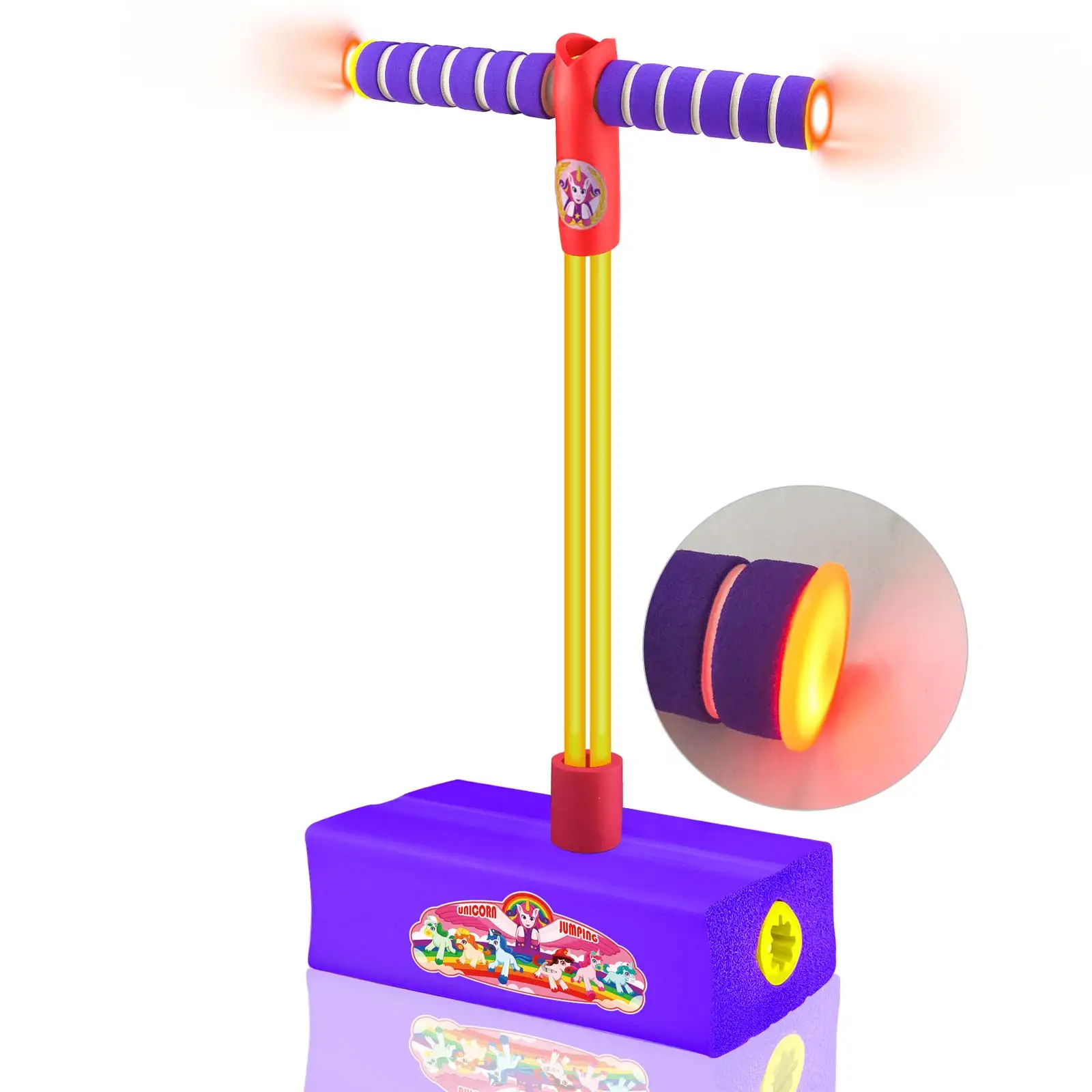 YongnKids Luminous Jump Pogo Stick Fitness Toys Click And Play Foam Pogo Jumper For Kids