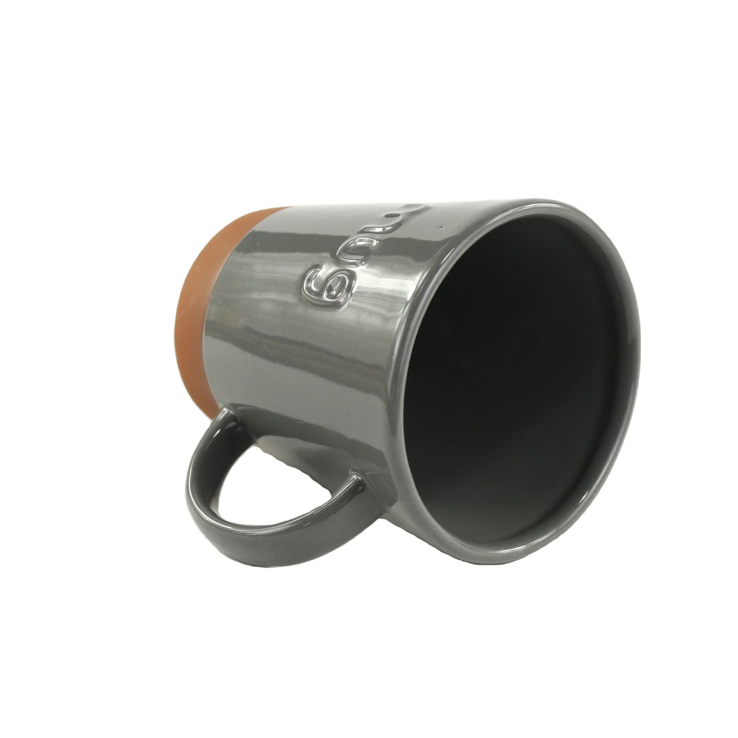 Wholesale Cheap Terracotta coffee mugs/cups with emboss logo
