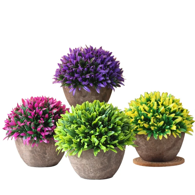 
Good selling retro spherical plants plastic bonsai artificial plants with pots living room 