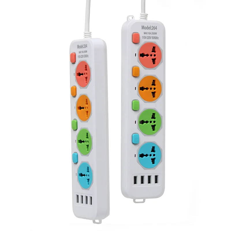 Южноамериканская плоский штырь штекер 3 Gang электрическая плата питания полосы удлинитель розетка с USB портом