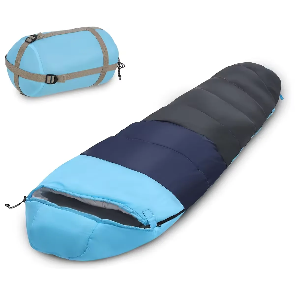 Cool Weather Lightweight Portable Waterproof Mummy Sleeping Bag With Compression Sack