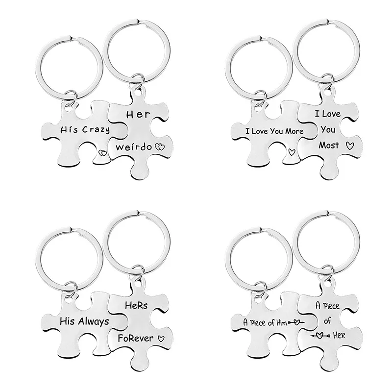 His Queen Her King His Crazy Her Weirdo You are my person Mommy Daddy Lover Autism Puzzle Pieces Couple Pendant Key Chain