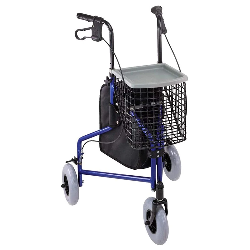 3 Wheel Folding Rollator Walker with Swiveling Front Wheels Aluminum Light-Weight, Detachable Storage Tray