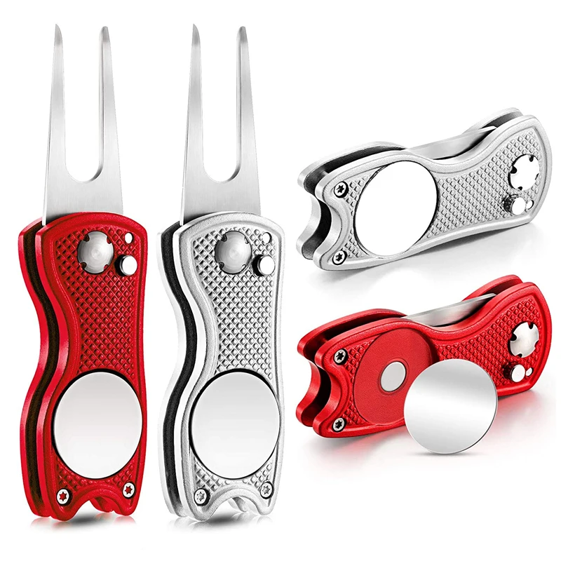 High Quality Custom Logo Colorful Golf Divot Retractable Metal Golf Divot Repair Tool With Ball Maker