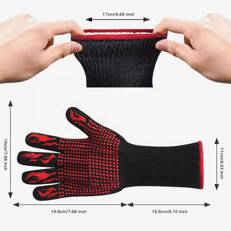 Sturdyarmor Anti Slip 932F Extreme Heat Resistant BBQ Grill Oven Mit Glove Handschuhe