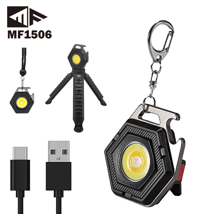 Mini LED Working Light Portable Pocket Flashlight USB Rechargeable Key Light Lantern Camping Outside Hiking COB Lantern
