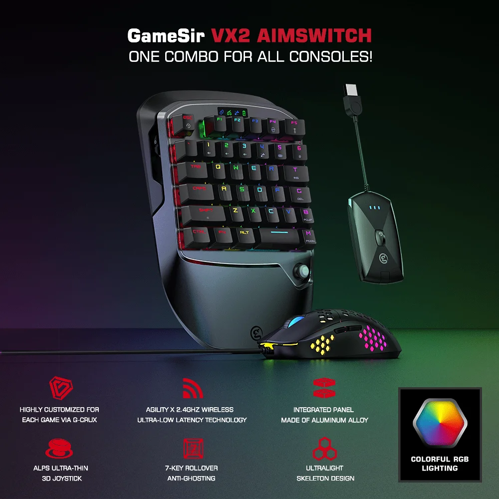 Популярный дизайн игровая клавиатура VX2 Aimswitch мышь и адаптер для X box One / PS 4 Ninten do Switch/игровая консоль