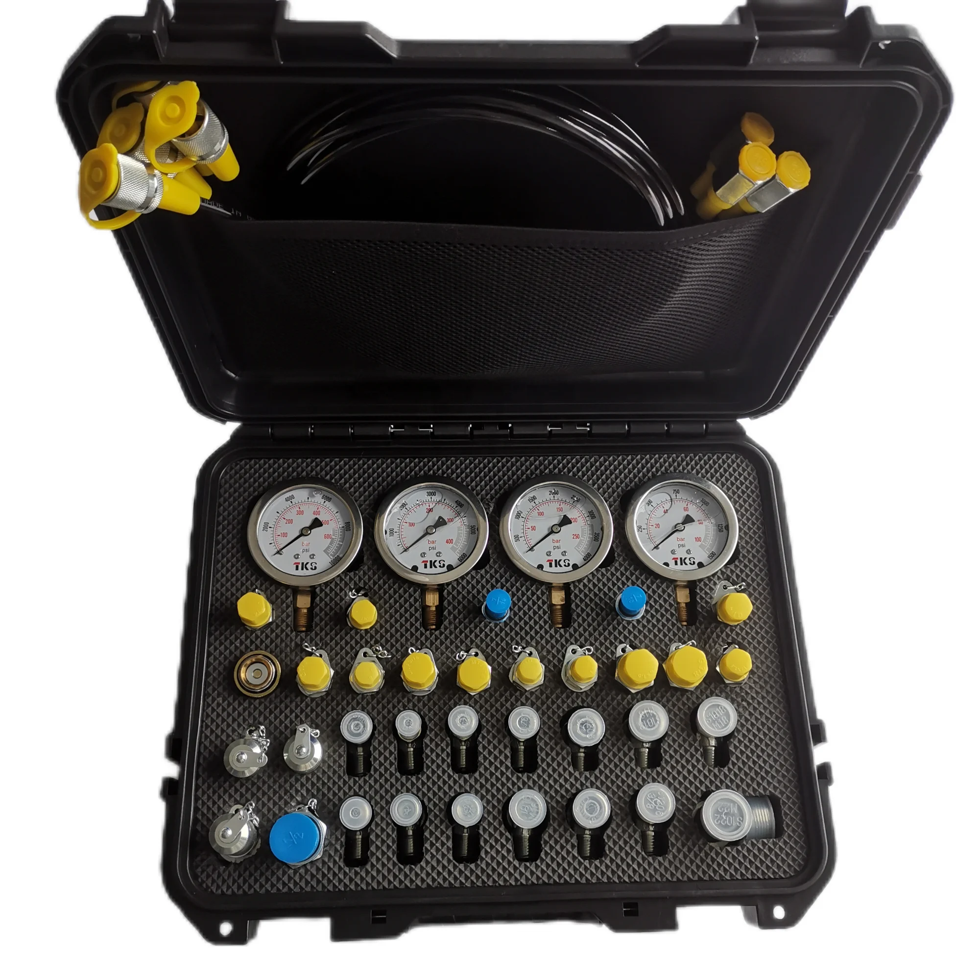 High Quality 4 Gauges Hydraulic Pressure Gauge Set For Excavator Hydraulic Pressure Measurement Kit tool box