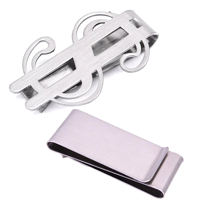 Wholesale Custom Personalized Logo Cheap Classic Stainless Metal  Money Clip Dollar Clamp Easy Carry Cash Holder