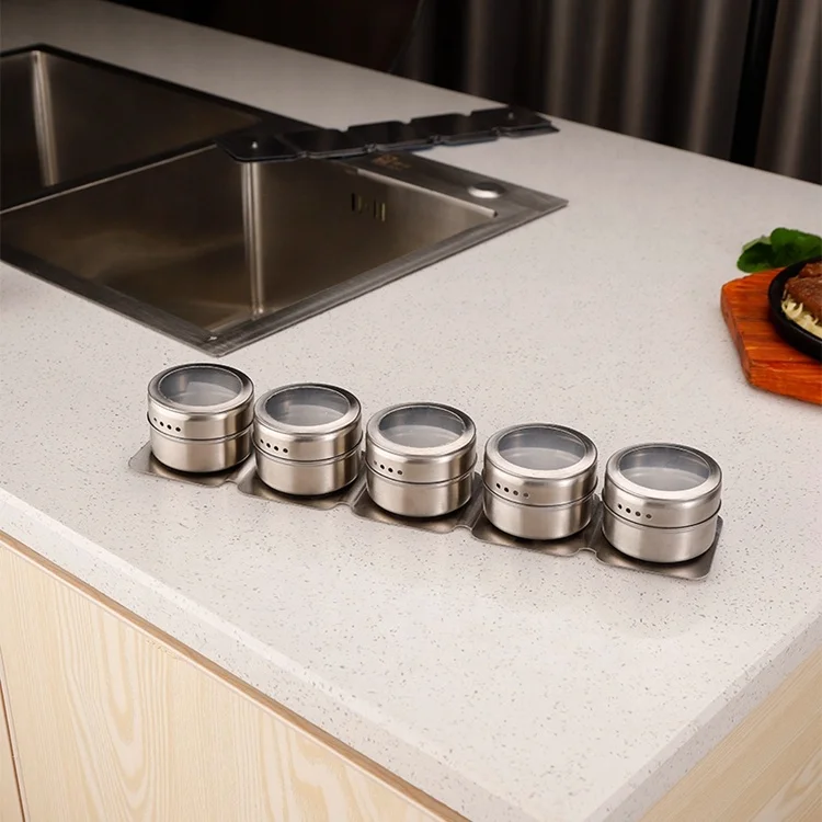 Металлический магнитный контейнер для специй, серебристый, Круглый, под заказ, оптом