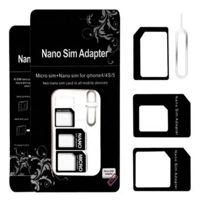 Адаптер Realsin 4 в 1, набор адаптеров для sim-карт Nano to Micro/standard, адаптер для мобильных телефонов с открывалкой для sim-карт