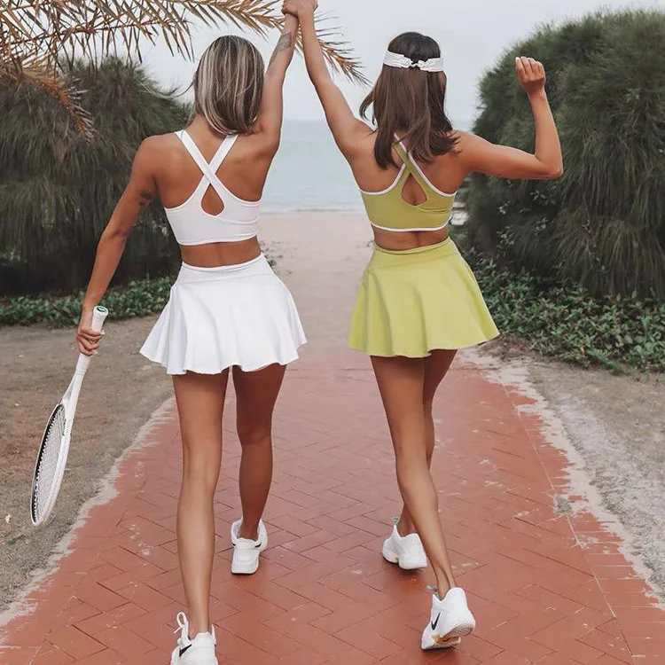 Factory Wholesale Sport Workout Yoga Wear Nylon Spandex Casual Latest Sexy Sports Tennis Dress For Women