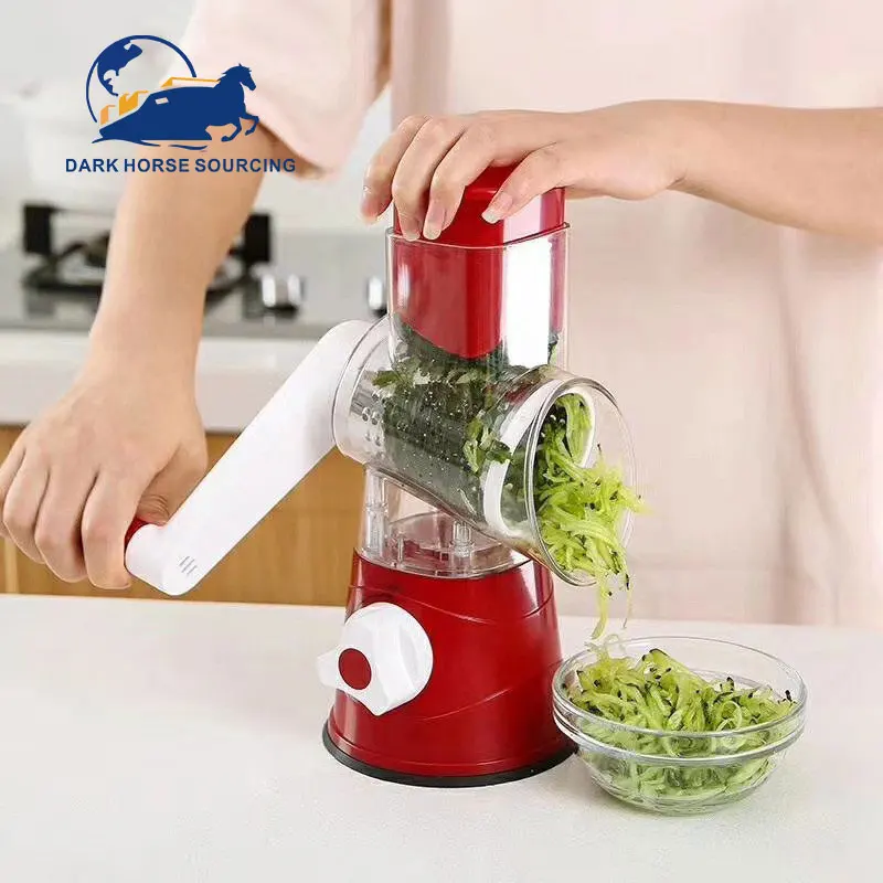 Unique Multifunctional 3 In 1 Round vegetable grater rotary cheese grater stainless steel drum with handle