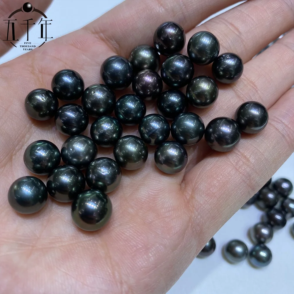 Factory direct wholesale 9-11mm tahitian pearls saltwater loose pearls round shaped DIY customization  jewelry