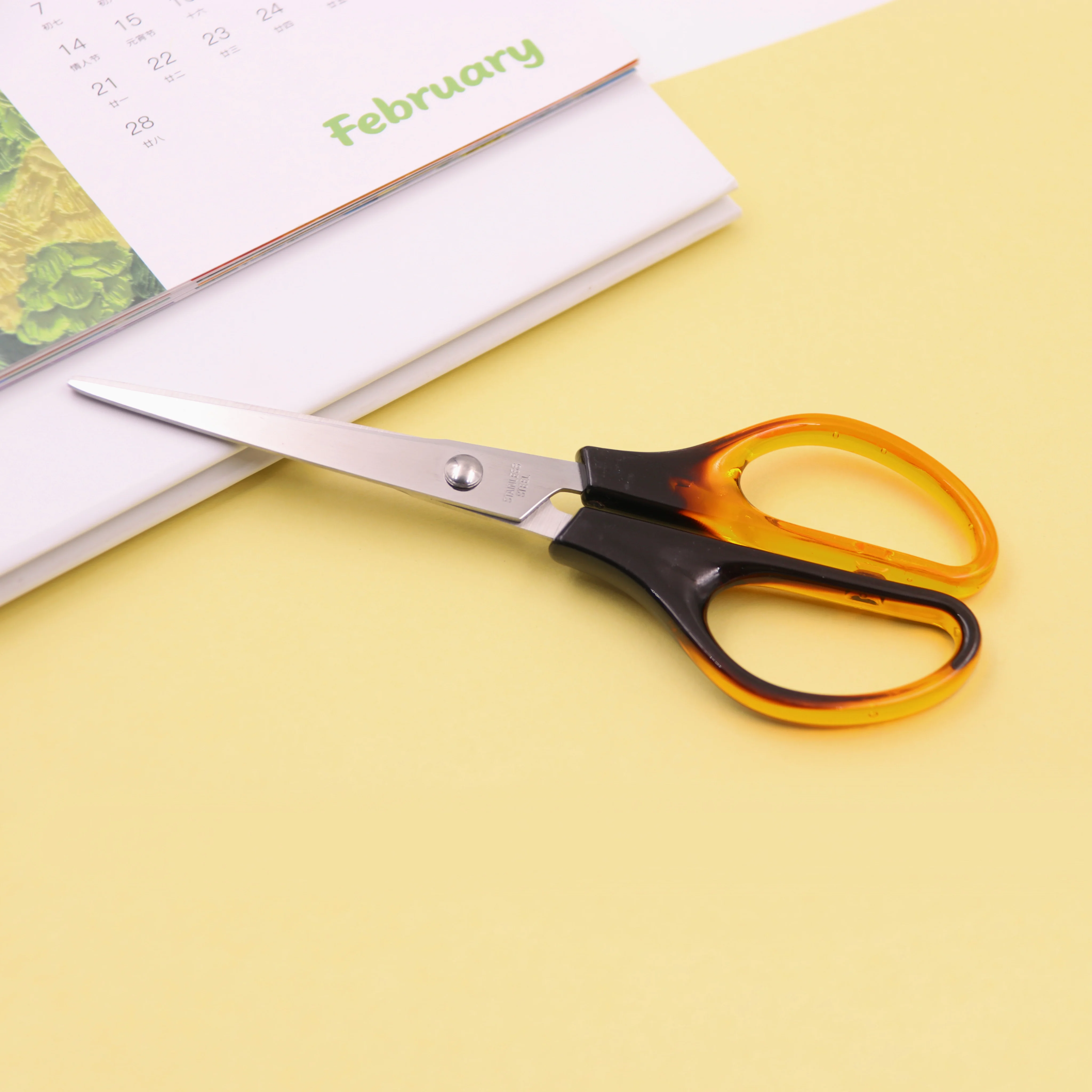 Профессиональные Офисные ножницы, ножницы с Янтарной ручкой, домашние ножницы с прозрачной ручкой, швейные ножницы