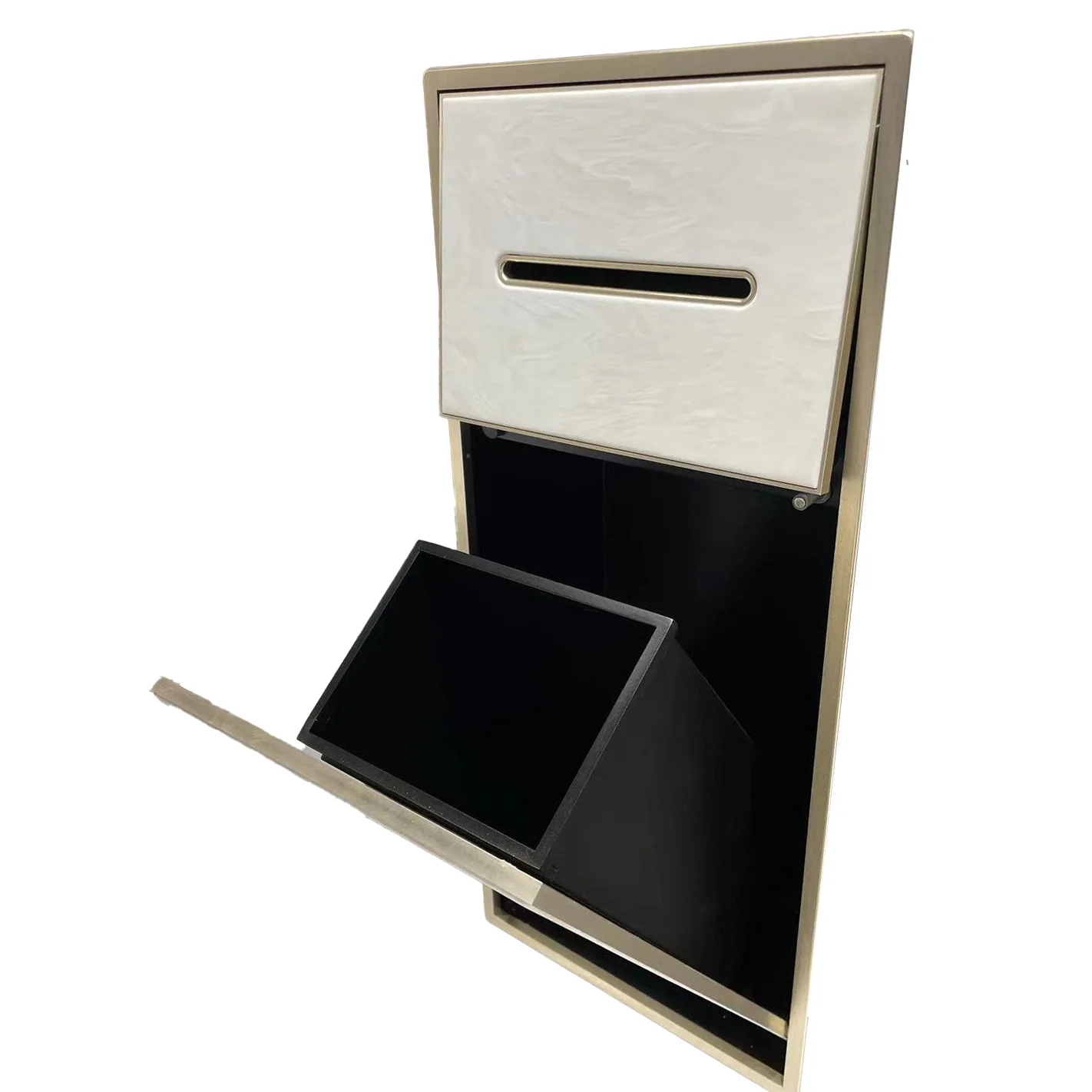 Large Dupont stone Aluminum 304 Stainless Steel Rubbish Bin Toilet Paper Holder Tissue Dispenser Storage Recessed Niche