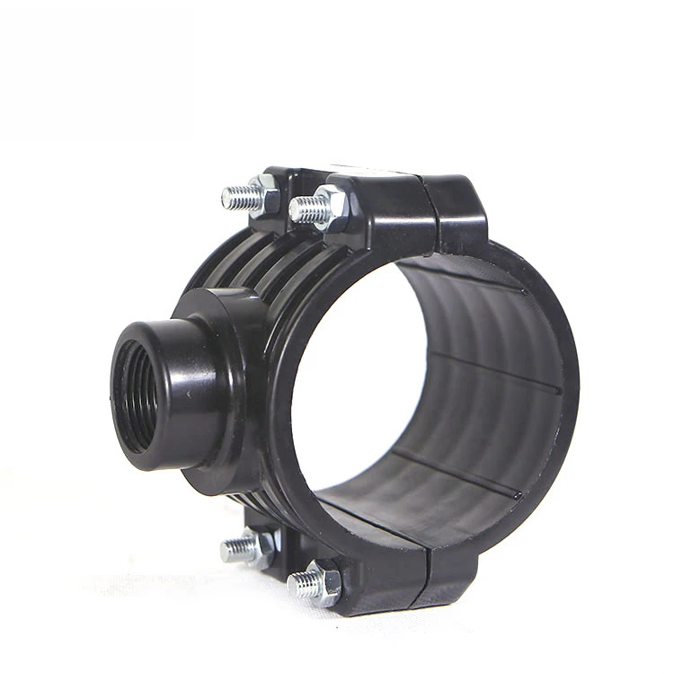 All size water compression fittings hdpe pipe plastic clamp saddles for farm irrigation systems
