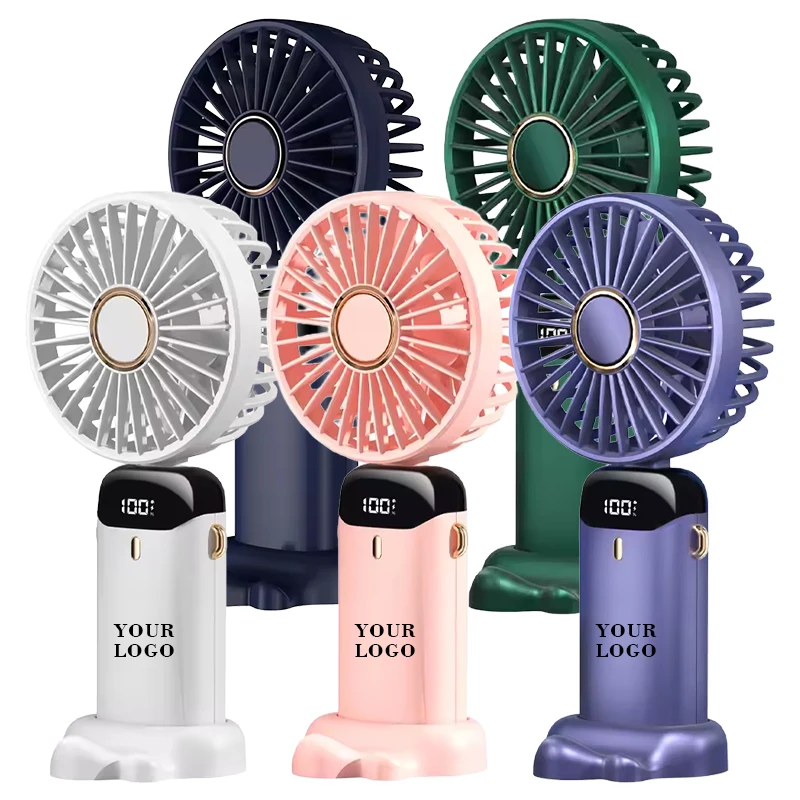 2024 New Design Led Display Rechargeable Foldable 1800mAh 90 Degree Colorful Mini Portable USB Mini Desk Fan Handheld Fan