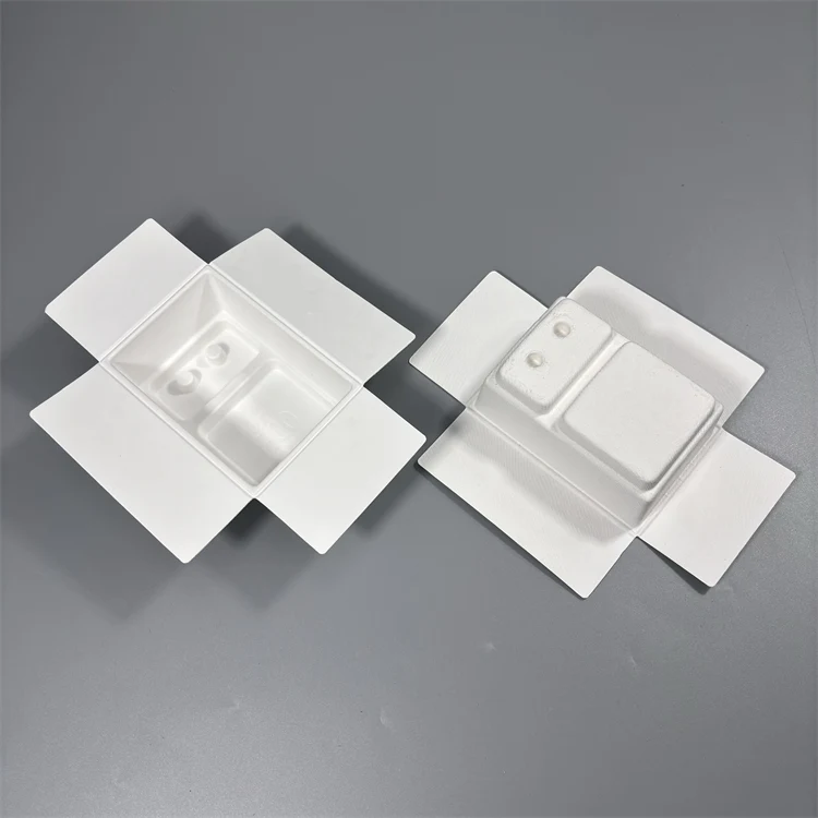 Eco friendly Bagasse Pulp Molded Earphone Packaging Inlay Earphone Packaging Box Insert Tray