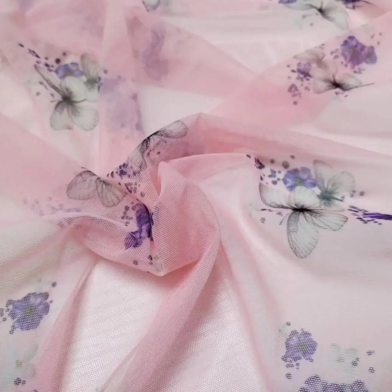 Custom wholesale high quality 100% polyester woven Ink digital print mesh stretch fabric for clothing wome