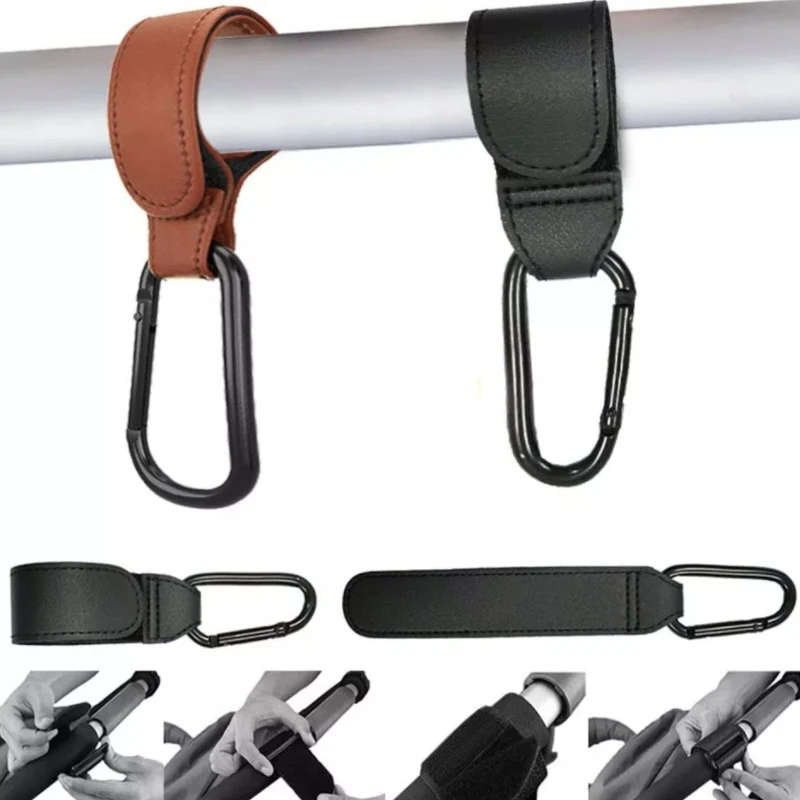 RTS PU Leather Stroller Hooks Hanger Portable Baby Car Seats Plastic Hook Pram Hooks Baby Accessories