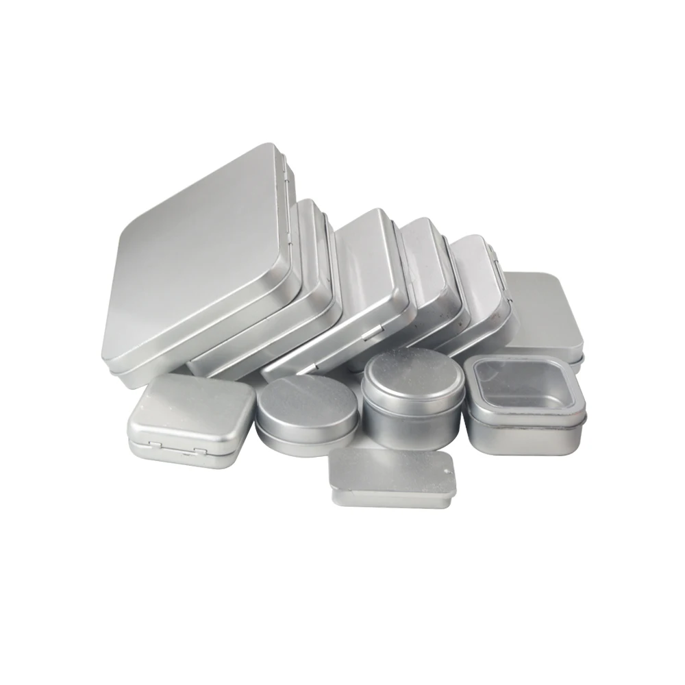 Manufacturer Custom Logo Tinplate Tins Boxes Empty Metal Hinged Rectangular Plain Silver Playing CardsTin Box Packaging