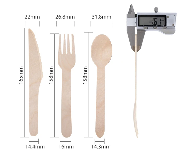 Eco-friendly Degradable High Quality Factory Price Display Box Includes Disposable Forks Spoon Knife Wooden Cutlery